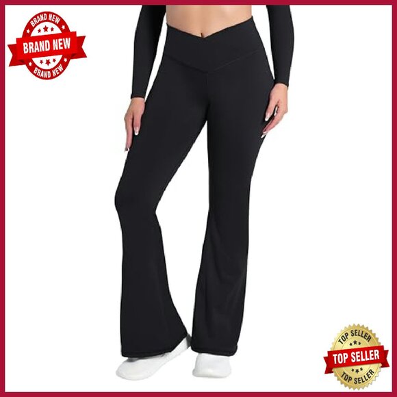 Fleece-Lined Flare Leggings with Tummy Control, High-Waisted Yoga Pants - Picture 2 of 8
